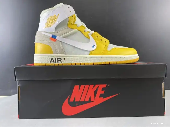 Rep x NRG Yellow-Cone Off-White Jordan Dark Powder Air 1 AQ0818-149 White 0423